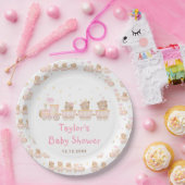 Bear Pink Train Baby Dusche Pappteller (Party)