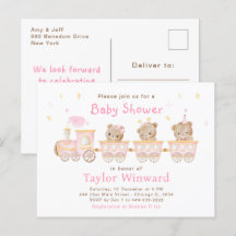 Bear Pink Train Baby Dusche
