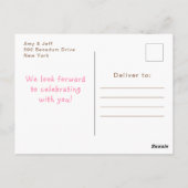 Bear Pink Train Baby Dusche Postkarte (Rückseite)