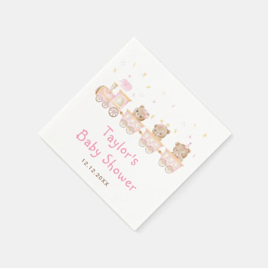 Bear Pink Train Baby Dusche Serviette (Ecke)