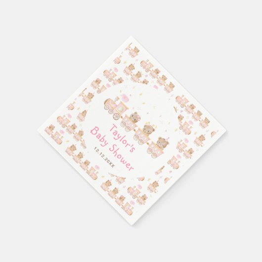 Bear Pink Train Baby Dusche Serviette (Ecke)