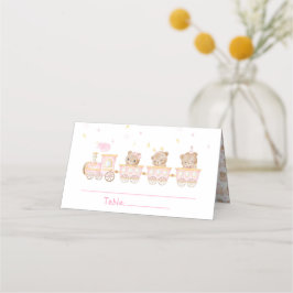 Bear Pink Train Baby Dusche Tischnummer Platzkarte