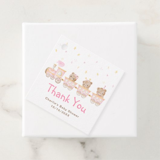 Bear Pink Train Baby Dusche Vielen Dank Geschenkanhänger (Beispiel)