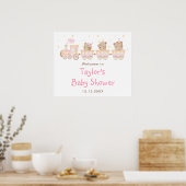 Bear Pink Train Baby Dusche Willkommen Poster (Küche)