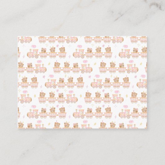 Bear Pink Train Baby Dusche Windelwanne Raffel Begleitkarte (Rückseite)
