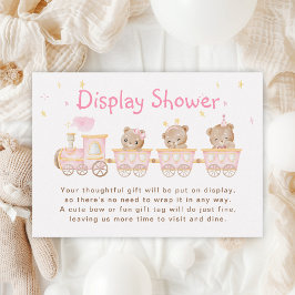 Bear Pink Train Display Babydusche Begleitkarte