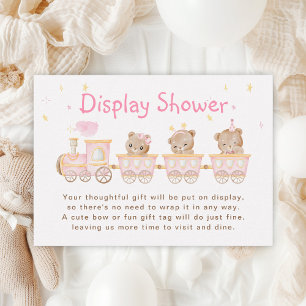 Bear Pink Train Display Babydusche Begleitkarte