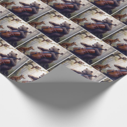 Bear Playing the Cello In a Misty Forest Geschenkpapier (Ecke)