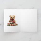 Bear Poinsettia Foliage Baby's First Christmas Karte (Innenseite)