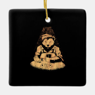 Bear Poker Player Playing Cards Lucky Gambler Keramikornament