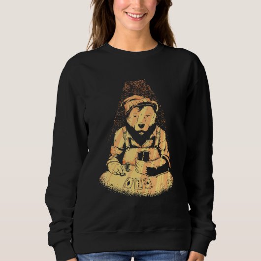 Bear Poker Player Spielkarten Lucky Gambler Casa Sweatshirt (Vorderseite)