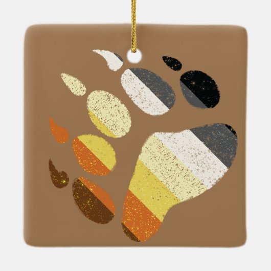 Bear Pride Distressed Paw Keramikornament (Rückseite)