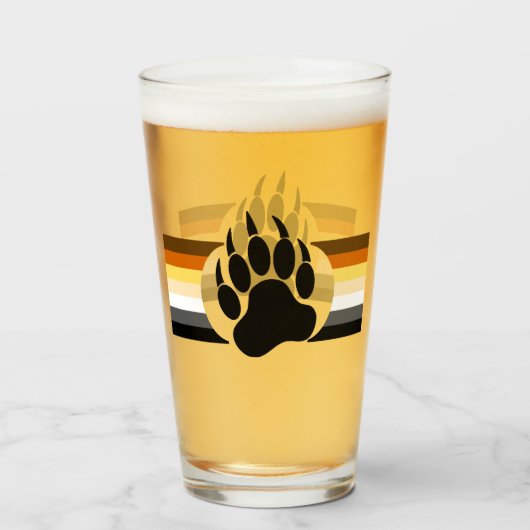Bear Pride Flag Bear Paw Glas (Rückseite (gefüllt))