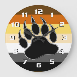 Bear Pride Flag Bear Paw Große Wanduhr