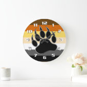Bear Pride Flag Bear Paw Große Wanduhr (Zuhause)