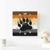 Bear Pride Flag Bear Paw Quadratische Wanduhr (Zuhause)