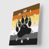 Bear Pride Flag Bear Paw Quadratische Wanduhr (Winkel)
