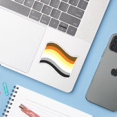 Bear Pride Wavy Flag Aufkleber (Laptop mit iPhone)