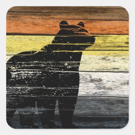 Bear Pride Wood Art Quadratischer Aufkleber (Vorderseite)