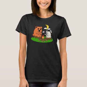 Bear Rabbit Roasting Marshmallow Campfire Feuerbra T-Shirt