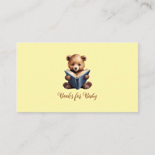 Bear Reading Books for Baby Shower Enclosure Card Begleitkarte (Rückseite)