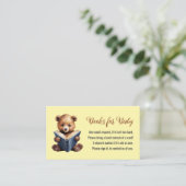 Bear Reading Books for Baby Shower Enclosure Card Begleitkarte (Stehend Vorderseite)