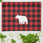Bear Red and Black Buffalo Karo Küchentücher (Gefaltet)