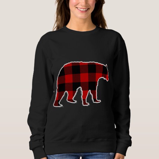 Bear Red Buffalo Kariert Säugetier Matching PJ F Sweatshirt (Vorderseite)