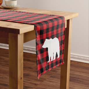 Bear Red Buffalo Karo Mustertisch Runner Kurzer Tischläufer