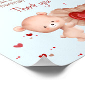 Bear Red Heart Boy Babydusche Windeln Raffle Schil Poster (Ecke)