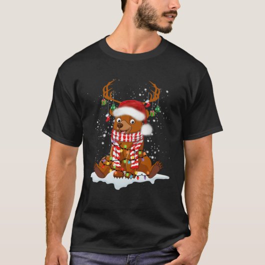 Bear Reindeer Santa Noel Costume Dancing On Snow M T-Shirt (Vorderseite)