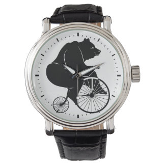 Bear Reiten eines Vintagen Penny Farthing Bike Armbanduhr