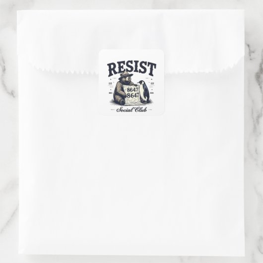 Bear Resist Protect National Park Anti Trump 8647 Quadratischer Aufkleber (Tasche)
