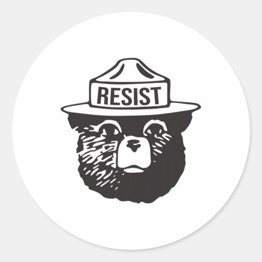 Bear Resist Protect National Park Anti Trump 8647 Runder Aufkleber (Vorderseite)