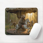 Bear Riding a Carousel Horse in a Forest Mousepad (Mit Mouse)