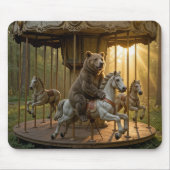 Bear Riding a Carousel Horse in a Forest Mousepad (Vorne)
