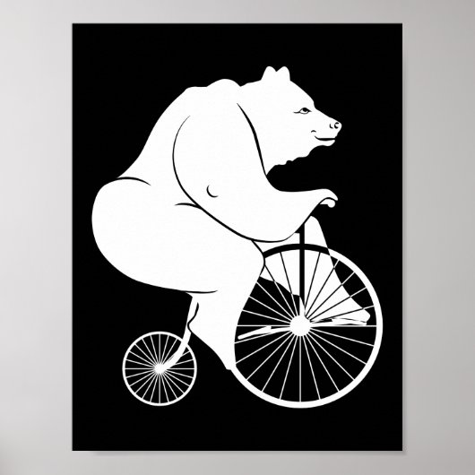 Bear Riding Penny Farthing Bike Poster (Vorne)