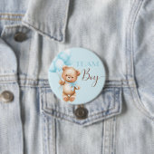 Bear round pin for gender reveal team boy button (Beispiel)