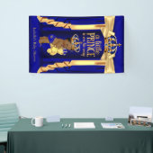 Bear Royal Blue Silk Gold Crown Baby Shower Ethnic Banner (Messeveranstaltung)