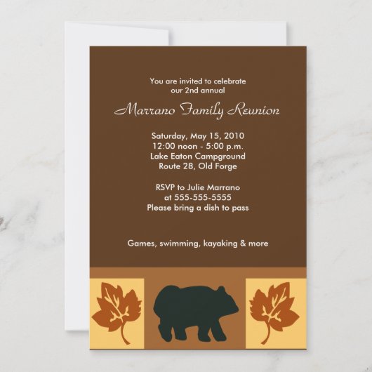 BEAR Rustic Lodge 12x18 Party Einladung (Vorderseite)