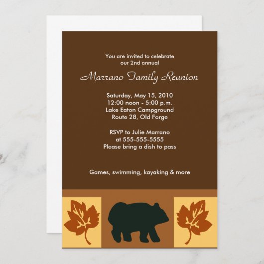 BEAR Rustic Lodge 12x18 Party Einladung (Vorne/Hinten)