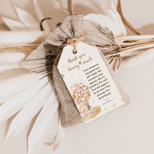 Bear Rustic Pink Vielen Dank Geschenkanhänger