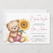 Bear Rustic Sonnenblume Bearly Wait Baby Dusche Einladung (Vorderseite)