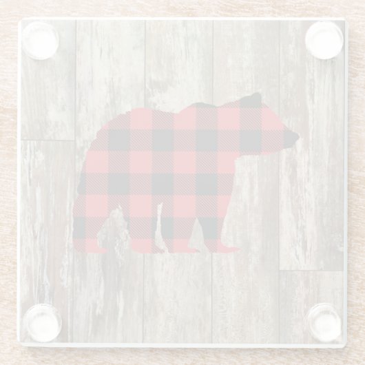Bear Rustic Wilderness Decor Glass Untersetzer (Rückseite)