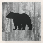 Bear Rustic Wilderness Decor Glass Untersetzer (Vorderseite)