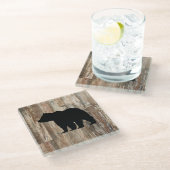 Bear Rustic Wilderness Decor Glass Untersetzer (Schrägansicht)