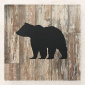 Bear Rustic Wilderness Decor Glass Untersetzer (Vorderseite)