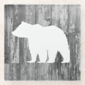 Bear Rustic Wilderness Decor Glass Untersetzer (Vorderseite)