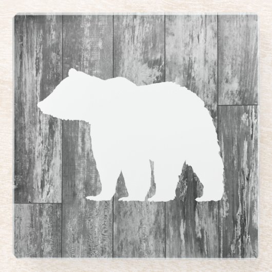 Bear Rustic Wilderness Decor Glass Untersetzer (Vorderseite)