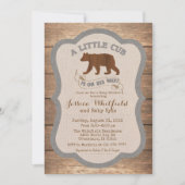 Bear Rustic Wood Baby Dusche Einladung (Vorderseite)